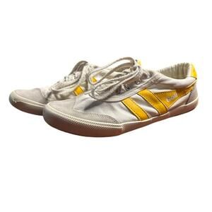 Gola Badminton Sneakers Yellow White Retro Unisex Shoes Vintage Style Women's 9